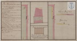 Plano, perfil y elevación del muelle que está frente a la Sala de Armas con la rampa.